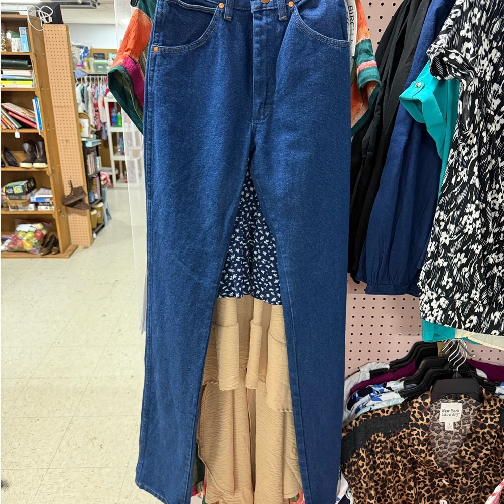 Wrangler Dark Blue Denim Overalls with Leather Patch